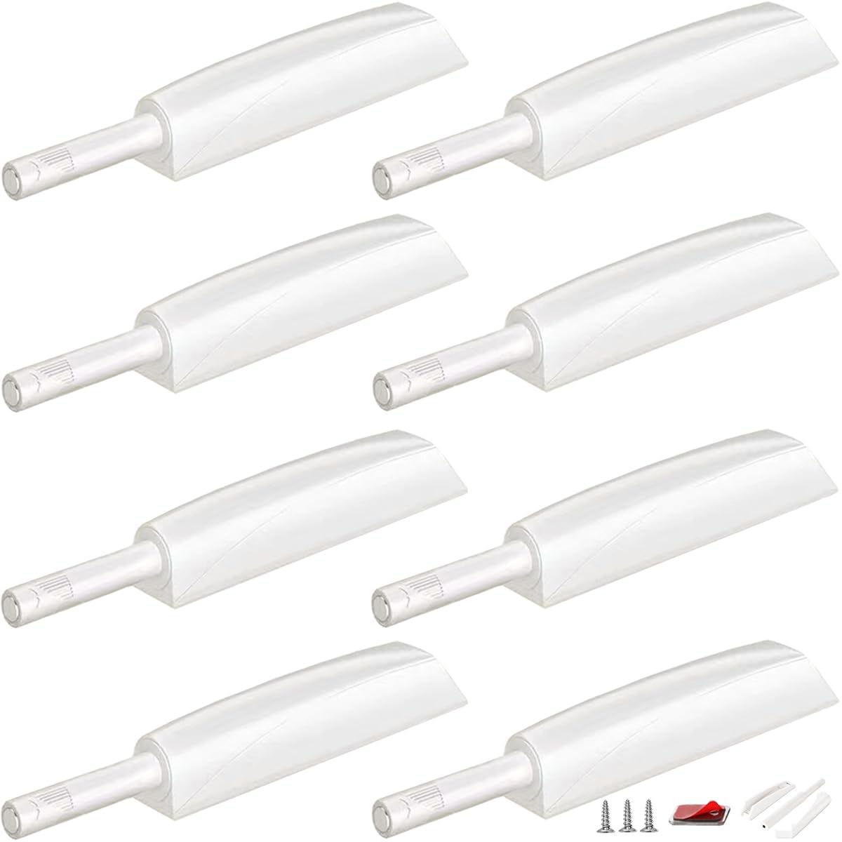 Push to Open Door Latch Cabinet Hardware CBRIVE 8 Pack Magnetic Push Latches &amp; Lock for Hidden Door Magnet Push Release Drawer Pull Tip on Closet Close Touch Locking Strong Pop Out, White