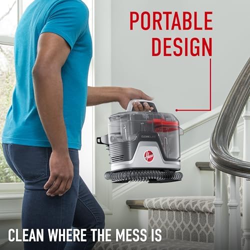 Hoover CleanSlate FH14000V Portable Carpet and Upholstery Spot Cleaner Machine with Dual Tank Technology, 40 oz Capacity, 7 Inch WidePath Tool, Pet Stain Remover, Red - 1