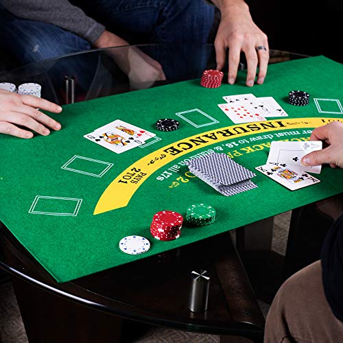 Double-Sided Poker Table & Blackjack Casino Mini Felt | Convenient, Space-Saving 36" X 18" Roll-Up Casino Gambling Tabletop Mat | Smooth 2Mm For Coffee Table Texas Hold 'Em & Blackjack Card Games #TOP3
