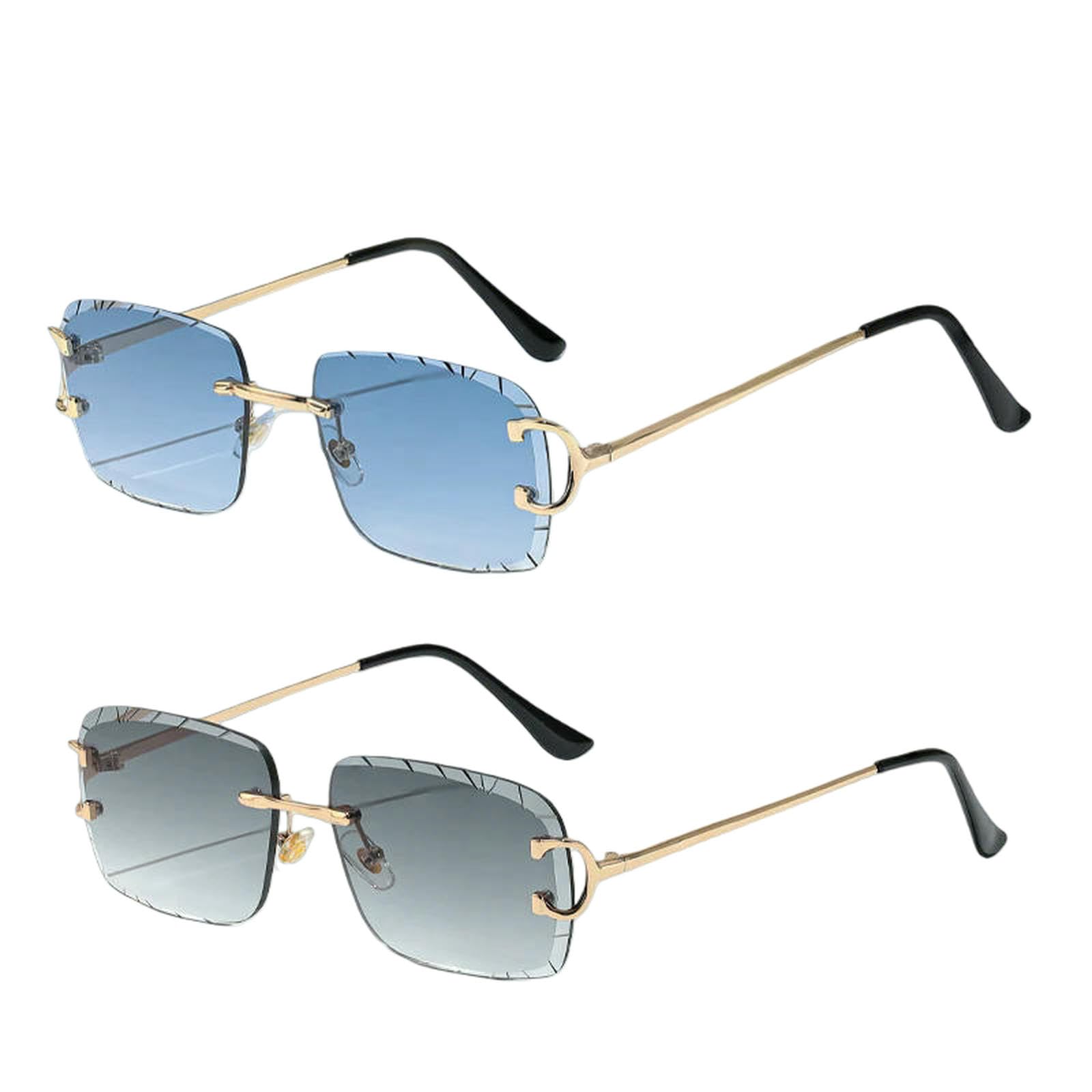 Lunettes de soleil carrées sans bords hommes en cupronickel vintage punk UV400