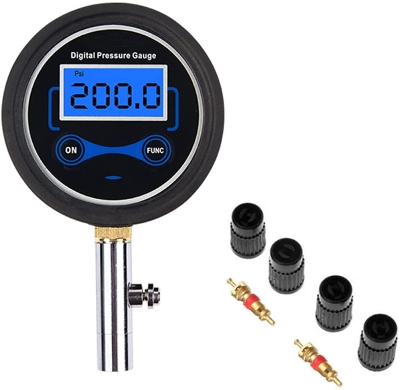 Inflador de neumáticos de Aire para Bicicleta de Coche con manómetro Digital de presión LCD de 200 PSI (B)