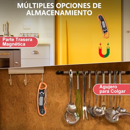 CIRYCASE Termometro Cocina, Termometro Horno Digital de Lectura Rápida & Precisa con 102cm Sonda de Alambre, Calibration & Pantalla LCD, Termometro Barbacoa para Carne, BBQ, Comida, Horno, Liquidos - imagen 5