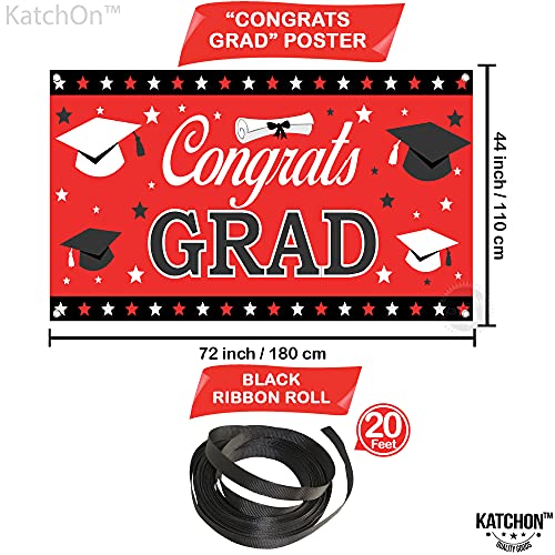 Katchon, Xtralarge Congrats Grad Banner Red - 72X44 Inch | Graduation Banner Red | Red And Black Graduation Backdrop | Graduation Party Decorations 2023 Red | Red And Black Graduation Decorations 2023 #TOP3