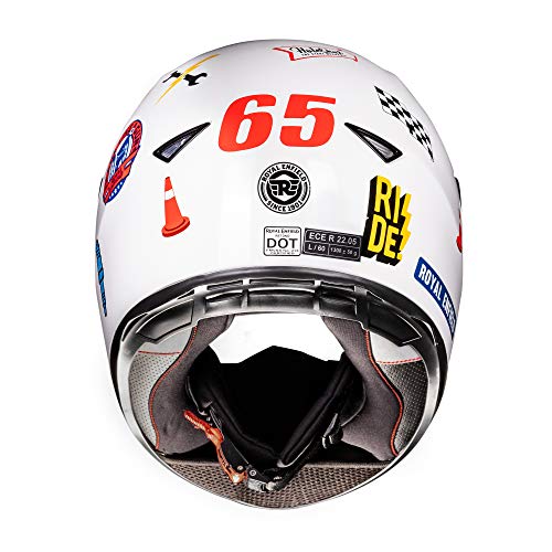Image of Royal Enfield Full Face Helmet with clear Visor White, Size: XL(61-62cm)