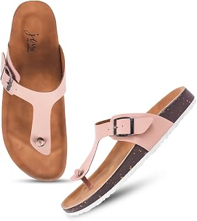 JM LOOKS Women's Casual Thong Flat Sandals with Adjustable Buckle and Cushioned Sole for Comfort Price In India