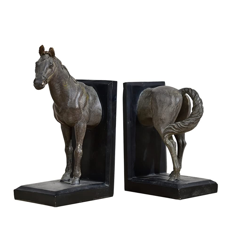 Sujetalibros decorativos de resina con cabeza de caballo y acabado realista premium