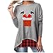 Produktbild Damen Weihnachten Pullover Casual Langarmshirt Herbst Kariertes Hemd Bluse Casual Lose Sweatshirt Rundhals Mode Jumper Oberteile Weihnachtsmann Druck Tops Sport Shirt Elegant Longshirt