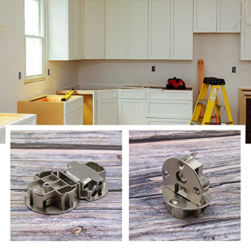 eMagTech 2PCS Semi-Circular Hinges with Fixing Screws 90 Degree Page Turning Axis Adjustable Cabinet Door Hidden Hinge Special Table Drop Down Hinge Flush Hinge - Image 4