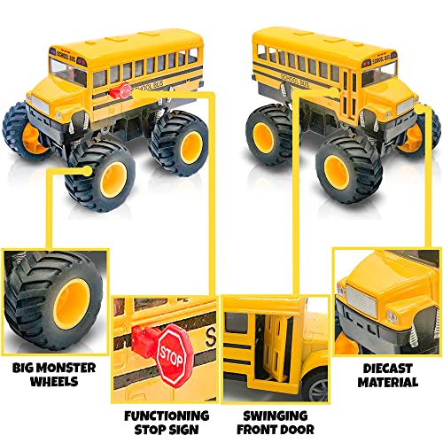 image for ArtCreativity 5-Inch Diecast Monster School Bus – Pullback Mechanism