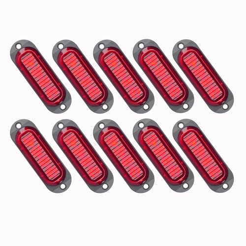 Vechkom Krtopo 10X LED Feux de Marquage Latéral 12 / 24V Feux De Gabarit LED Remorque Lampe Latérale Avertissement Lumière pour Camion RV Caravan (Rouge)