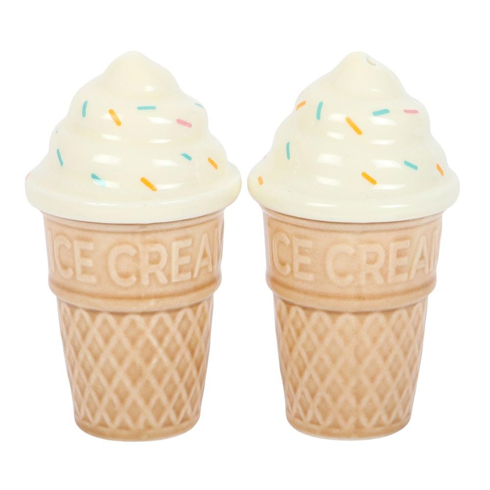 Ice Cream Cone Salt and Pepper Shakers | Quirky Ceramic Tableware | Novelty Gift for Foodies | Summer Picnic Kitchen Decor
