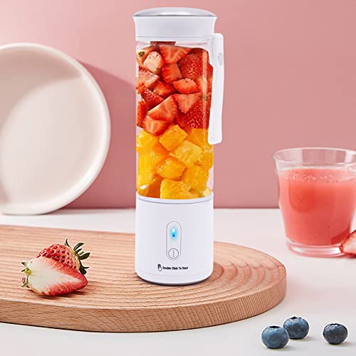Batidora portátil de 450 ml con motor de 7,4 V, batidora portátil con 6 cuchillas, para mezclar zumos de frutas, batidos, alimentos para bebés, soporta temperaturas de -20 °C a 150 °C, USB recargable
