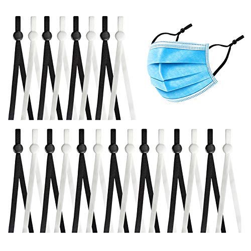 400pcs 5 mm Elastic Bands with Adjustable Buckle High Stretch String Cord Elastic Thread Rope for DIY Earmuff Respirator Necklines Headbands Sewing Making Supplies(Black,White)