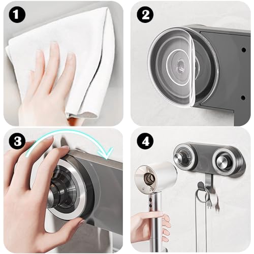 Agamino Suporte de parede para secador de cabelo, suporte magnético para secador de cabelo com ganch