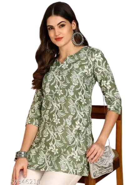 Image of SIROTA Rayon Short Top for Women | Tunic for Jeans | Western Short Kurti | Stylish Straight Ladies Kurta | Ethnic Kurta for Girls