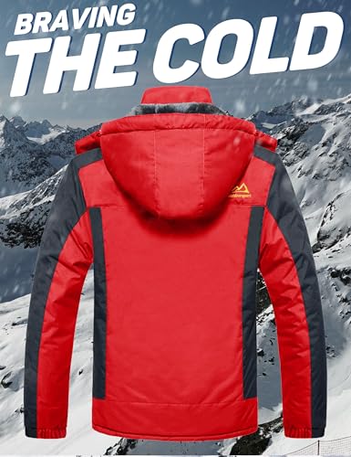 Magcomsen Giacca Da Sci Impermeabile Da Uomo Antivento Da Montagna Parka In Pile Con Cappuccio - 2