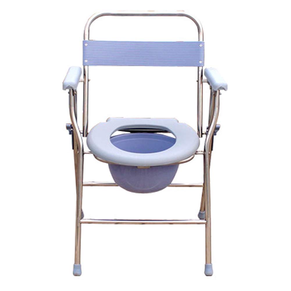 Gthtuhfd Women's 1 Commode Toilet Chair, Foldable Stainless Steel Bedside Toilet Chair, Toilet Safety Frame Chair For Bathroom, For Handicap, Elderly, Injured And Disabled