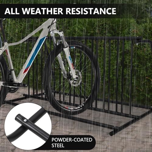 GarveeLife 10 Bike Rack Double Sided Floor Stand, Heavy Duty Commercial Grid Bike Storage Rack, Powder Coated Steel Bicycle Parking Rack for Garage, School, Shop, Event, Outdoor & Indoor Use - Thumbnail 2