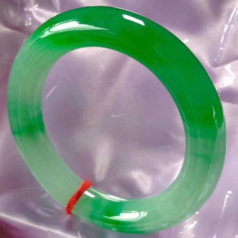 Bracciale rigido in giada da donna, bracciale rigido in giada naturale, bracciale rigido in giada con fiore galleggiante verde di grado A, gioielli, con scatola portagioie, 54-64 mm, verde(Verde-64mm