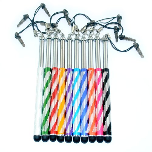 IC ICLOVER 10in1 Rotating Stripe Design Stylus Retractable Capacitive Touch Screen Pens with Dustproof Plug