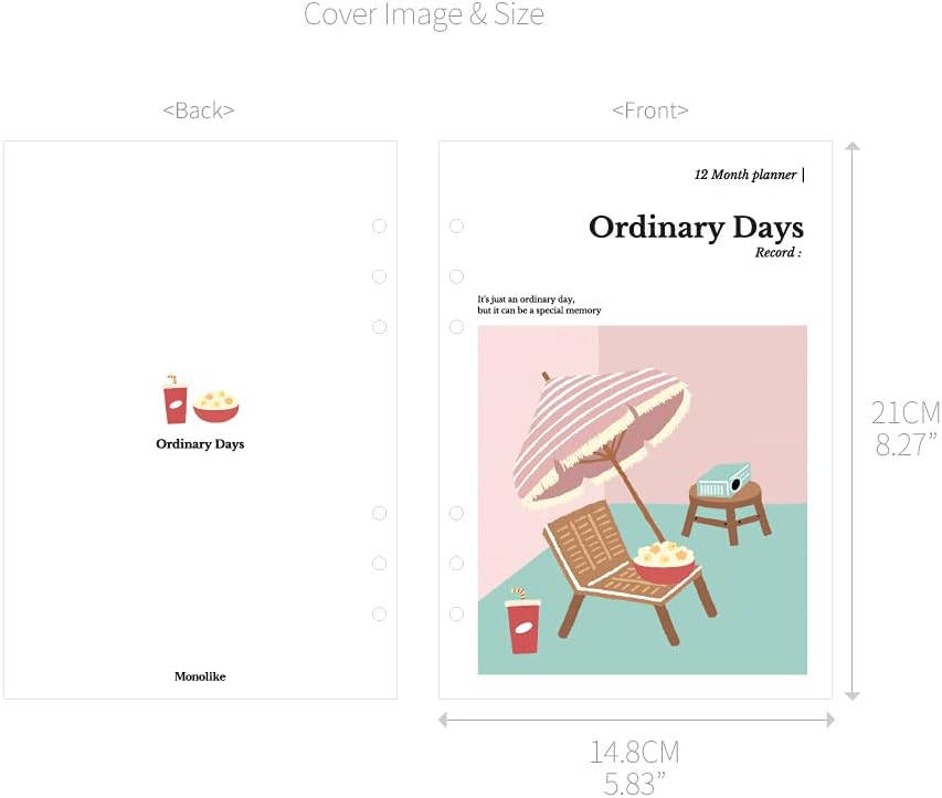 Monolike A5 Ordinary Days Diary Set, Weekend - Academic Planner Weekly & Monthly Planner with PVC Cover, Zipper bag