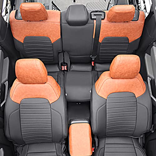 Mabett Seat Covers Full Protector With Backrest And Armrest For Ford Bronco Accessories 2021 2022 2023 4-Door (Brown And Black) #TOP2