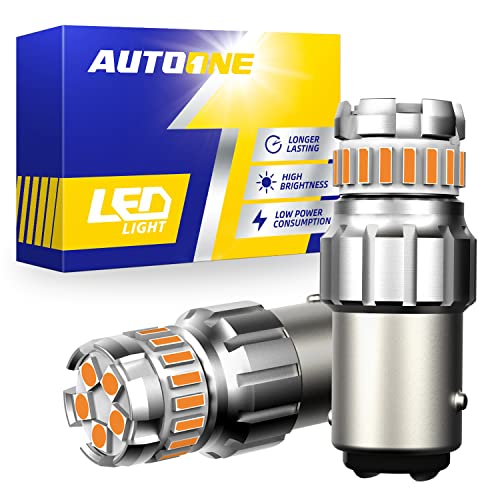 Image of AUTOONE 1157 LED Turn Signal Bulbs Amber 700% Brighter 2057 2357 7528 BAY15D Super Bright Blinker DRL Marker Parking Lights Front Rear Signal Bulb Pack of 2