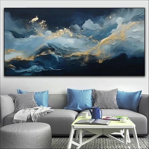 Peinture sur toile minimaliste abstraite géométrique 55x110cm