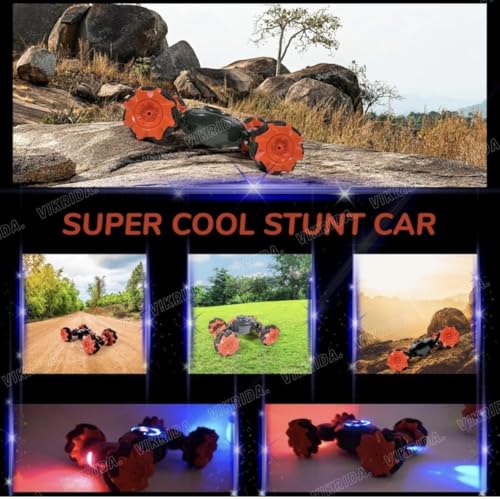Image of RC Drift Stunt Car, Premium 2.4G RC Car Toy Independent Signal Cool Fun 360 Degree Rotation for Outdoor, High Speed with Water Smoke Rechargeable Transverse Tires (Multicolour)