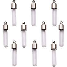 ZenRa 10 pieces tube shape Name on rice glass vial pendant screw cap bottle, rice art wish bottle charms Round bottom tube
