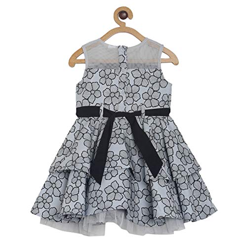 Image of miniklub Baby Round Neck Sleeveless Woven Cotton Dress (Black Color)