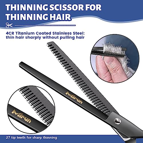 Dog Grooming Scissors Kit Professional,Titanium-plated Stainless Steel Dog Scissors for Grooming Face and Paws with Safety Round Tip,Grooming Scissors for Dogs & Cats,Curved Scissors for Dog Grooming