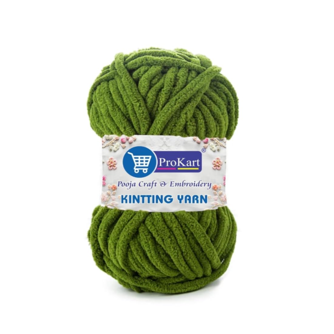 ProKart - Premium Blankie Wool – Super Soft Chenille Yarn for Hand Knitting & Crochet. Ideal for Baby/Adult Blankets, Sweaters, caps, Scarves & Home décor. Sap Green, (100gms 1 Pack)
