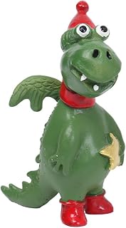 ZEPFJHE Figura de resina navideña de dinosaurio, diseño encantador para niños y entusiastas de los dinosaurios, decoración del hogar u oficina, modelo de color