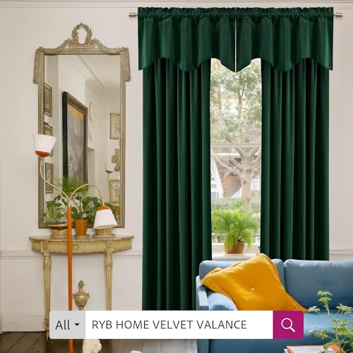 Image of RYB HOME Green Velvet Blackout Curtains 84 inches for Bedroom Living Room | Thermal Insulated, Privacy, Sunlight UV Heat Blocking, Luxurious Decor, Dining Room Nursery, Rod Pocket, W52 x L84, 2 Panels