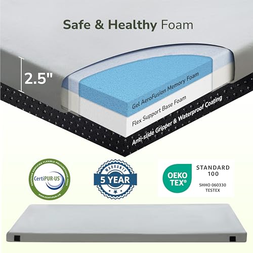 Memory Foam Camping Mattress 2.5 inch, Cot Pads, Single Small Portable Roll Up Camping Sleep Topper with Waterproof and Non-Slip Bottom, Camping Car Mat with Travel Bag, 72"×24"×2.5", Grey - image 4