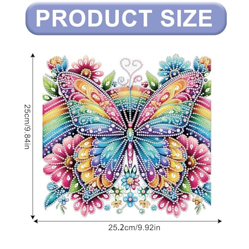 Image of AiYuanzsh Oversized Diamond Art Suncatcher Kit Rainbow Butterfly Flowers, Colorful Special Shaped Diamond Painting Hanging Ornament for Adults, DIY 5D Crystal Diamond Art Pendant Decoration