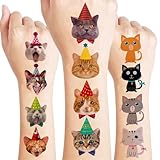 8 Sheets 96 PCS Cat Temporary Tattoos for Kids Kitty Cat Themed Birthday Party Supplies Favors Decorations, Fake Tattoo Stickers Party Favours For Kids Decor Gifts Boys & Girls