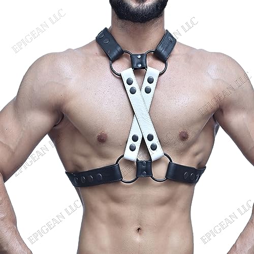 Men's Genuine Leather Harness Body Cross Style Chest Armour With Buckles Adjustable Button Belt2