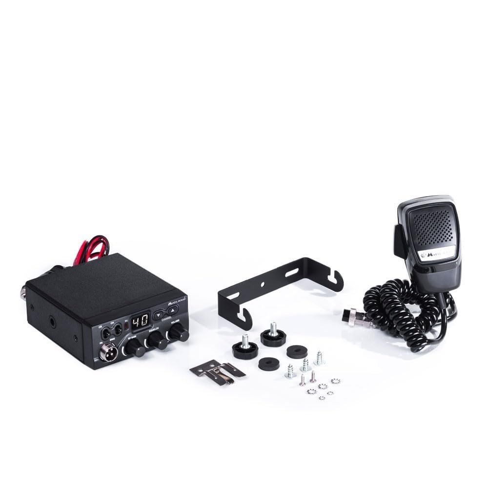 Midland M Zero Plus CB Radio Émetteur-Récepteur pour Véhicule 40 canaux AM/FM, avec Microphone 4 Pin, 2 Bandes, Squelch et Contrôle de Gain Rf