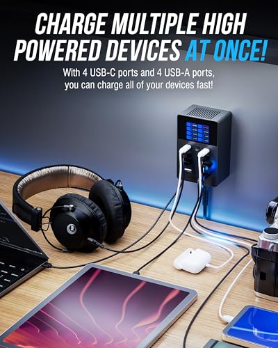 SABRENT VOLTIK 252W 8-Port USB-C/USB-A Desktop Charging Station with LCD Display — view 7