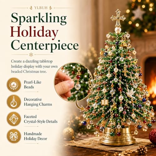 DIY Beaded Christmas Tree Kit, 3D Crystal Bead Holiday Craft Set for Adults — view 4