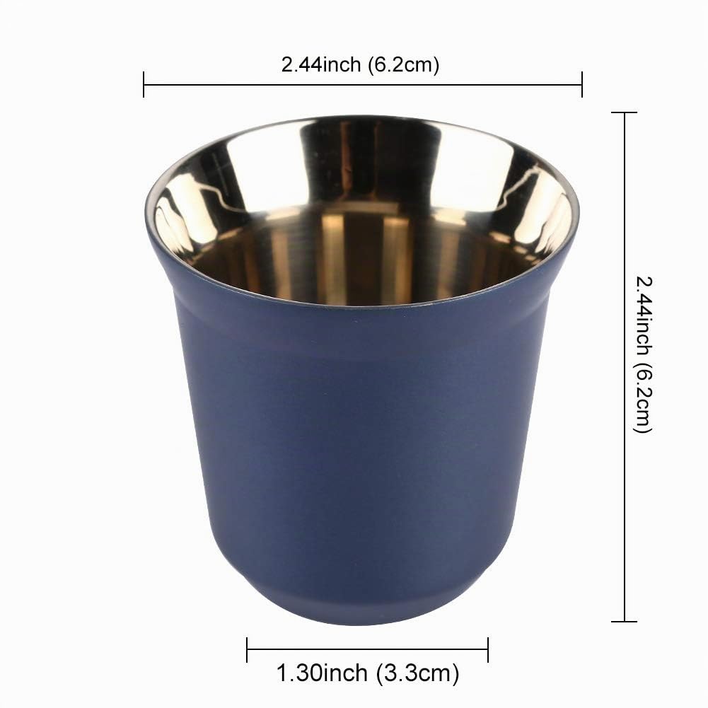 Tazza Di Caffè Tazzine Espresso In Acciaio Inox Doppio Muro Isolato Termicamente Capsula Blu Scuro