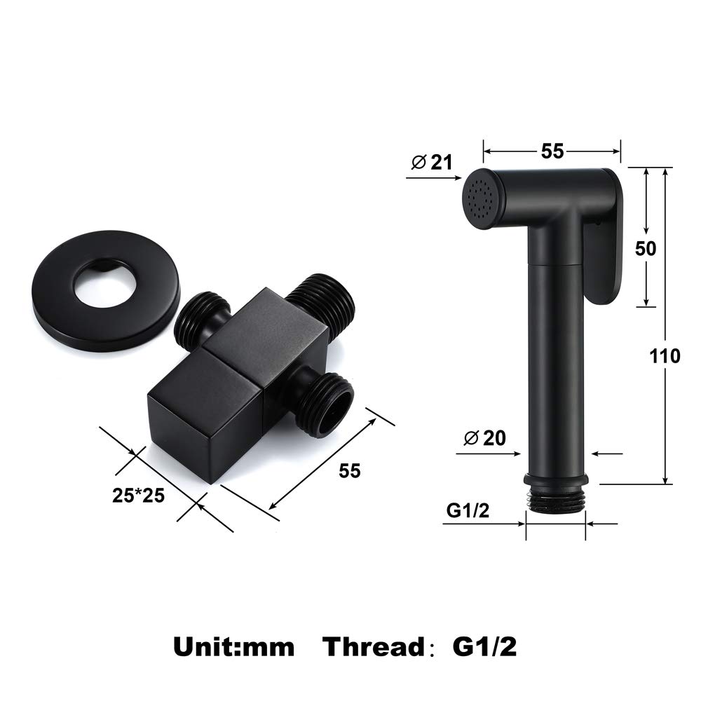 Spruzzatore per Bidet Set soffione Doccia Freddo Singolo in Ottone Nero per sciacquone del Bagno, Vasca per Animali Domestici e igiene Personale,B