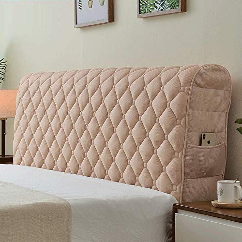 木製ダブルベッド ファブリックヘッドボードブラウン