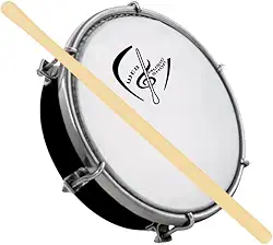 Tamborim 6 Pol. Abs Pele Leitosa C/Baqueta Madeira e Chave de Afinação - Web Music Shop (BK)