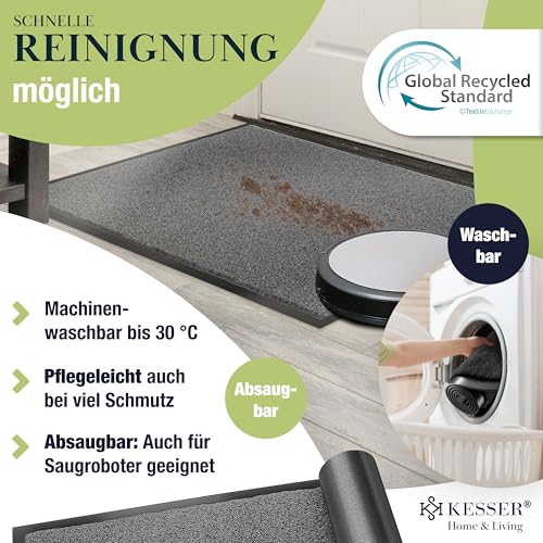 KESSER Schmutzfangmatte, Profi Fußmatte in vielen Größen, Türmatte, Teppich, Fußabtreter & Fußabstreifer, rutschfest, wetterfest, maschinenwaschbar, Haustür & Wohnungseingang,Anthrazit 60x90cm