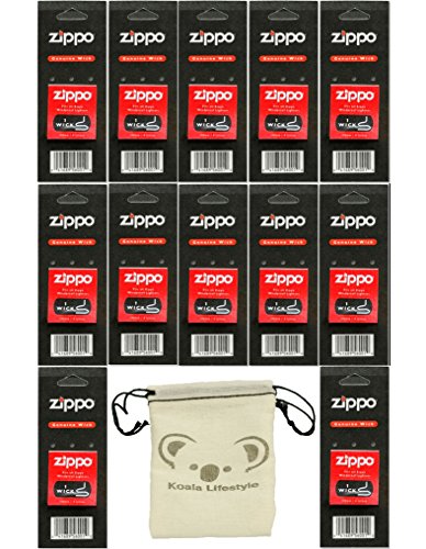 Zippo 12 Wicks Lighter Replacement Set Pack | 12pk Bundle + Pouch