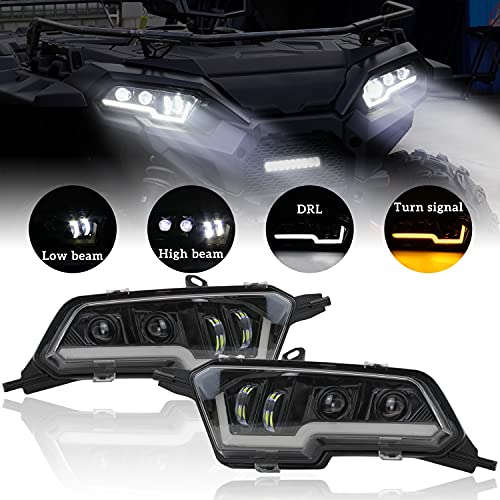2PCS LED Headlights Kit for Polaris Sportsman, SAUTVS LED Head Lights Front Lamps with High-Low Beams DRL Turn Signal Light for Polaris Sportsman XP 1000 SP 850 570 450 2017-2021 Accessories