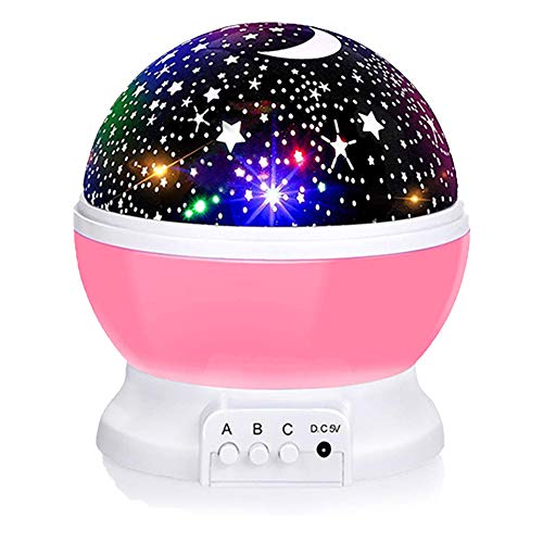 Image of Borelor Star Night Light for Kids, 12 Color Changing Lights Modes with USB Cable, 360°Rotating Moon Star Projector Desk Lamp for Bedroom Party Decor & Girls Birthday Gift